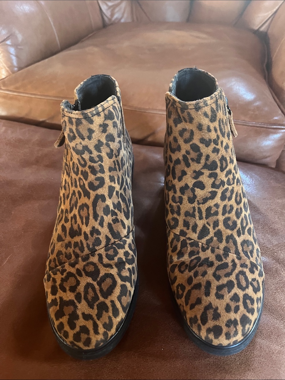 Clarks Leopard-Print Suede Ankle Boots in Brown and Black
